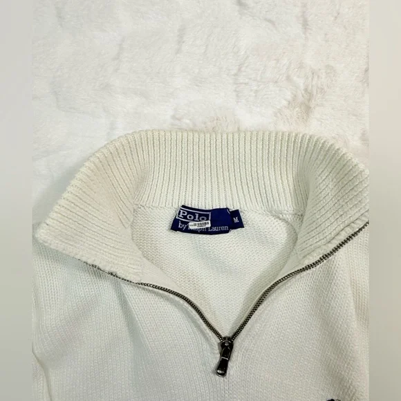 Polo by Ralph Lauren Men's Cream Zip-Up Sweater - Picture 3 of 4